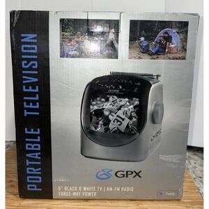 Vintage Black & White 5" GPX TVP2 Portable TV With AM FM Radio Mint In Box